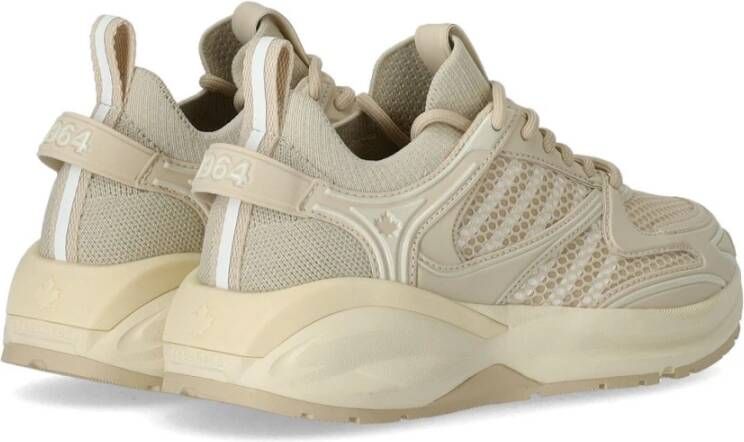 Dsquared2 Beige Dash Sneaker met Witte Mesh Beige Dames