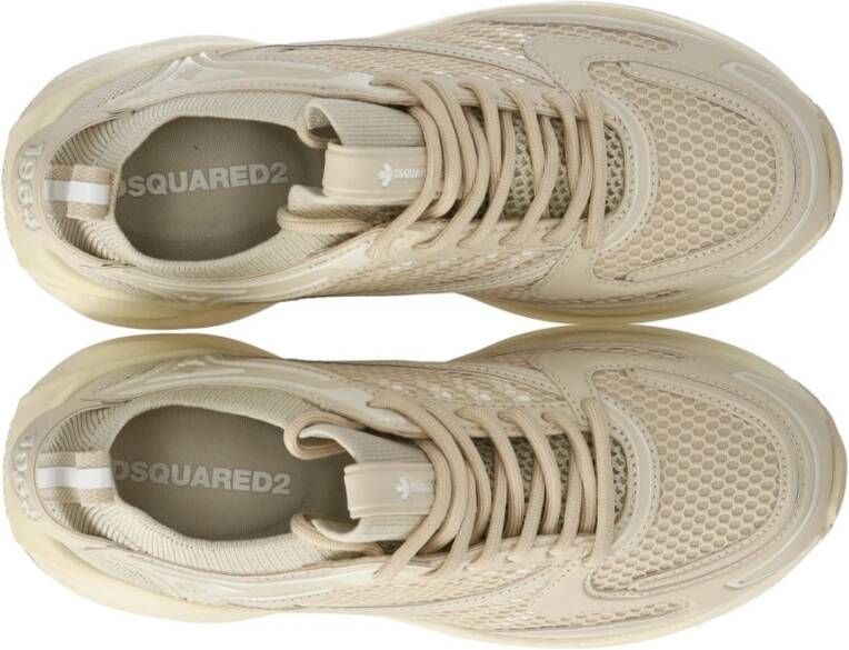 Dsquared2 Beige Dash Sneaker met Witte Mesh Beige Dames