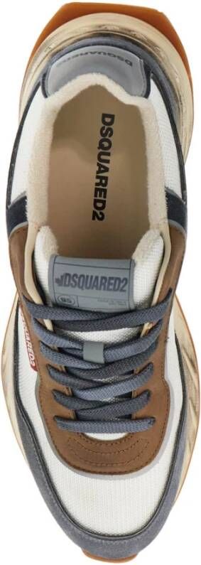 Dsquared2 Blauwe Denim Leren Sneakers met Suède Multicolor Heren