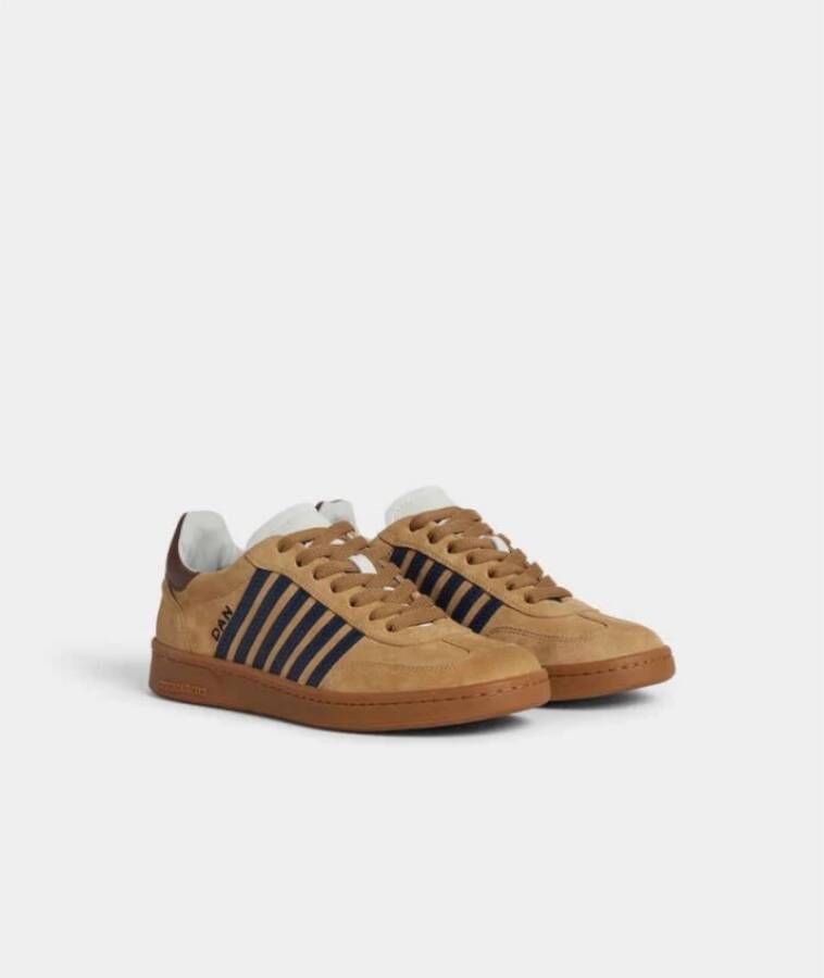 Dsquared2 Blauwe leren sneakers met strepen Brown Heren