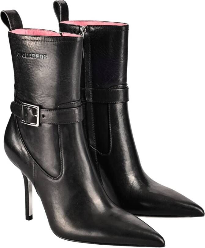 Dsquared2 Enkellaarsjes met zijrits en stilettohak Black Dames