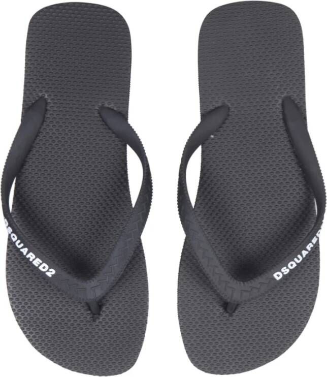 Dsquared2 Gebosseerd Logo Rubber Teenslippers Black Dames