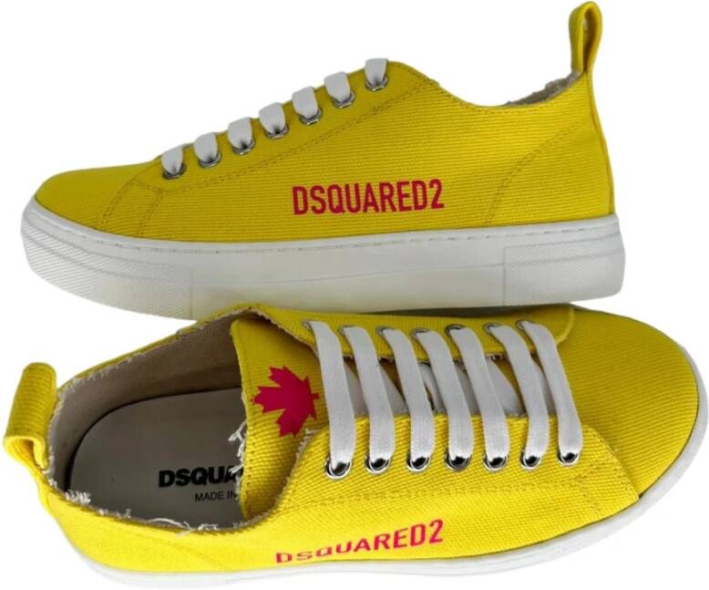 Dsquared2 Gele Canvas Sneaker met Roze Print Geel Dames