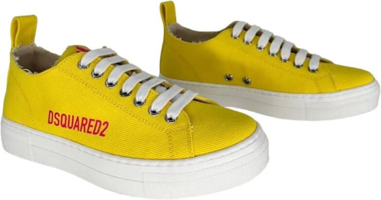 Dsquared2 Gele Canvas Sneaker met Roze Print Geel Dames