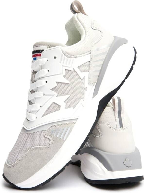 Dsquared2 Grijze Leren Lage Sneakers Gray Heren