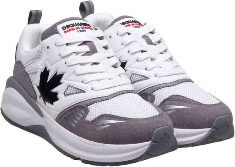 Dsquared2 Hardloopsneakers van leer met esdoornblad White Heren