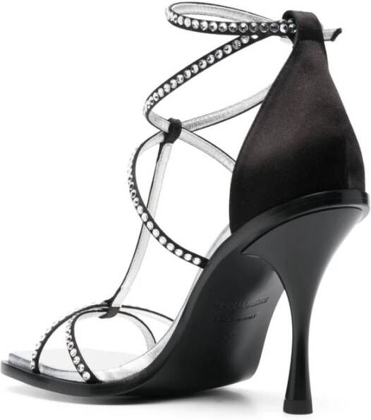 Dsquared2 Elegante Kristallen Hoge Hak Sandalen Zwart Dames