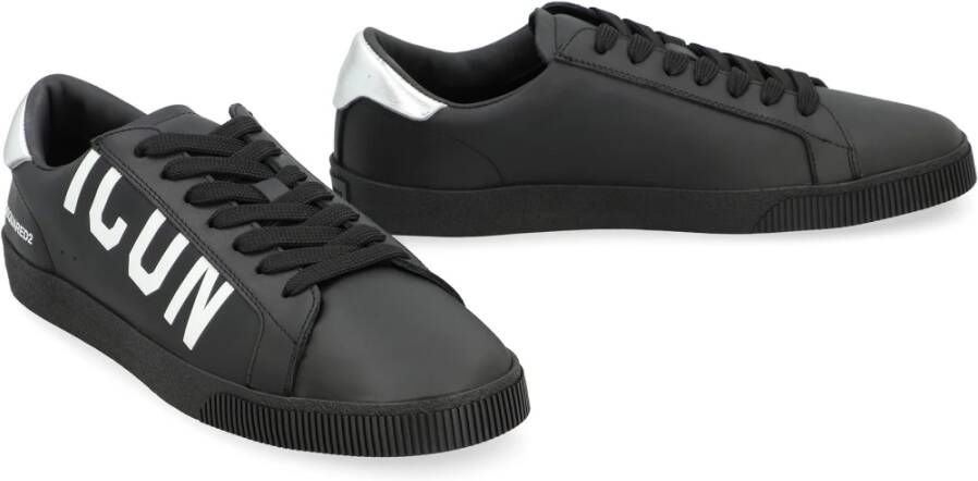 Dsquared2 Lage leren sneakers met contrasterende hiel Black Heren