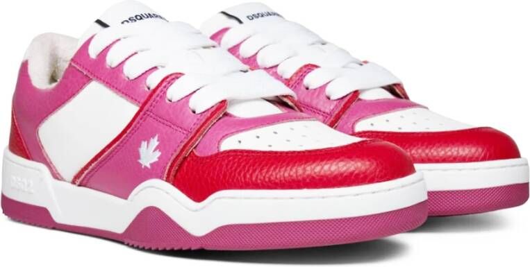 Dsquared2 Leaf Logo Sneakers Wit Fuxia Rood Multicolor Dames