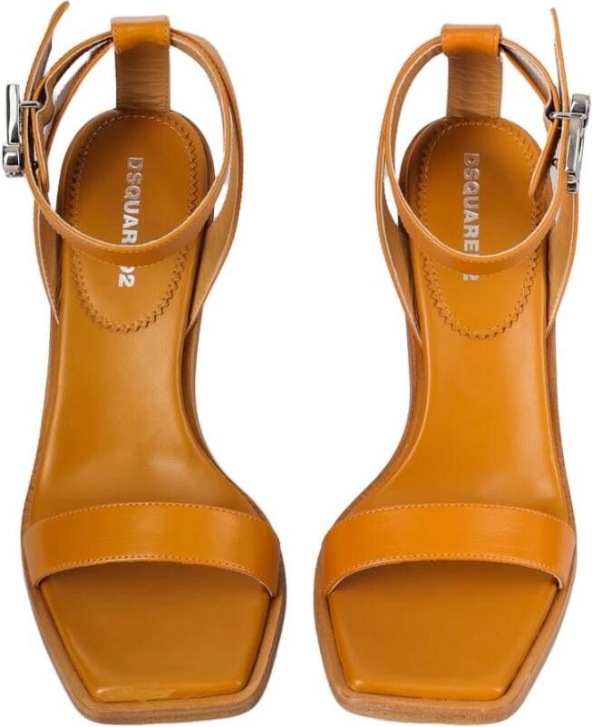 Dsquared2 Leren Band Sandalen Brown Dames