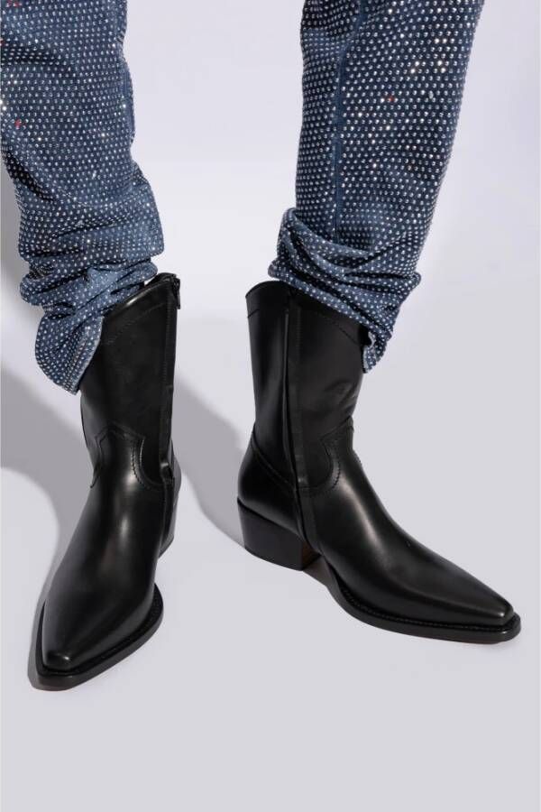 Dsquared2 Leren cowboy laarzen Black Heren