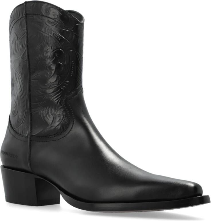 Dsquared2 Leren cowboy laarzen Black Heren