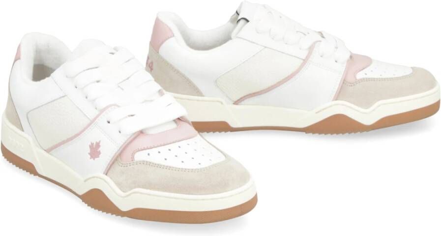 Dsquared2 Leren lage sneakers met suède inzetstukken White Dames