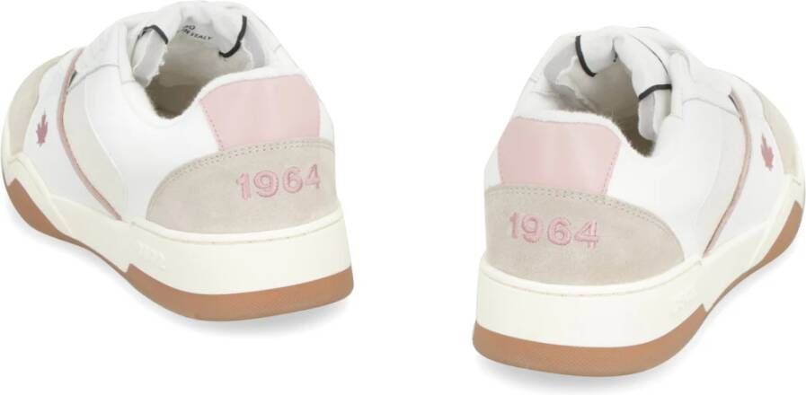 Dsquared2 Leren lage sneakers met suède inzetstukken White Dames