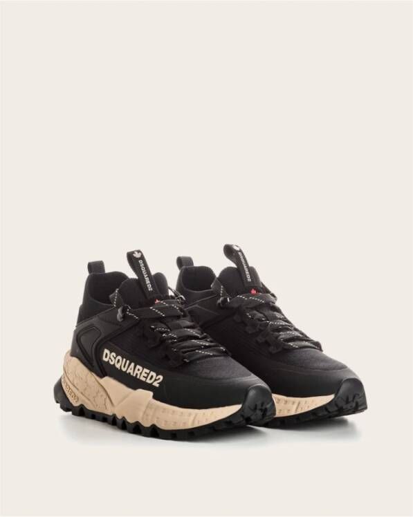 Dsquared2 Leren Polyester Rubberen Zool Sneakers Black Dames