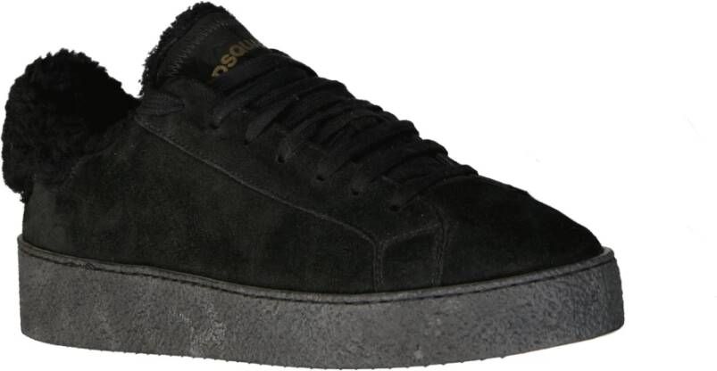 Dsquared2 Leren Sneakers met Eco Bont Voering Black Heren