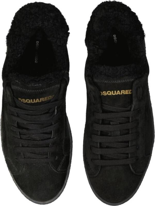 Dsquared2 Leren Sneakers met Eco Bont Voering Black Heren