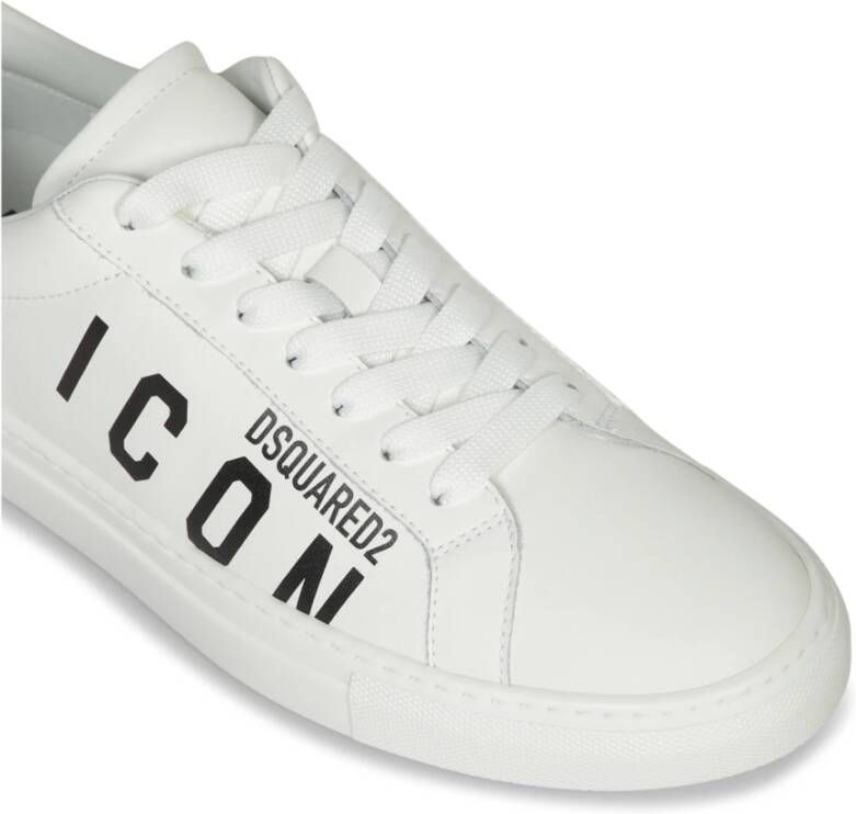 Dsquared2 Leren sneakers met 'Icon' logo White Heren