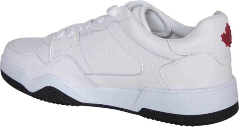 Dsquared2 Leren sneakers met ronde neus en logo White Heren