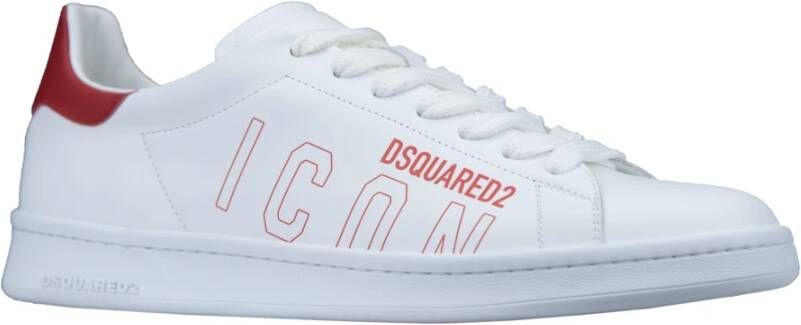 Dsquared2 Leren Veterschoenen met Merkprint White Heren