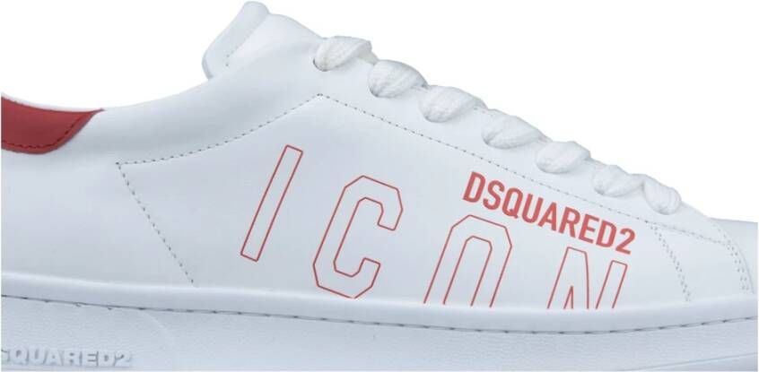 Dsquared2 Leren Veterschoenen met Merkprint White Heren