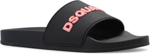 Dsquared2 Verhoogde Logo Slides Zwart Dames