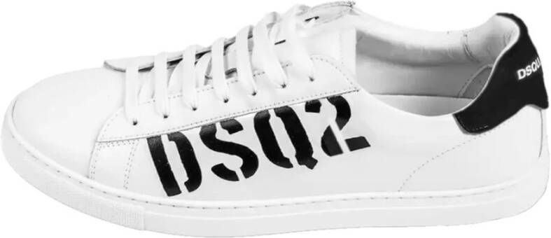 Dsquared2 Logo Print Lage Top Leren Sneakers White Heren