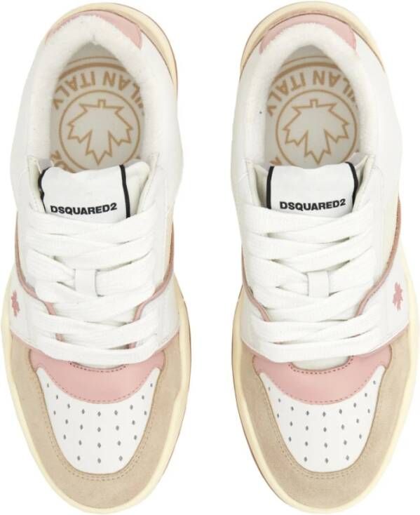 Dsquared2 Logo Sneaker met Rubberen Zool Beige Dames