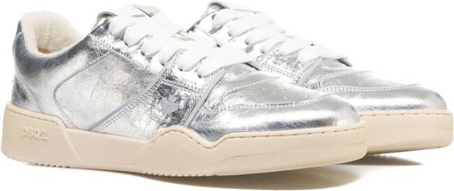 Dsquared2 Metallic Logo Sneakers Made in Italy Gray Dames