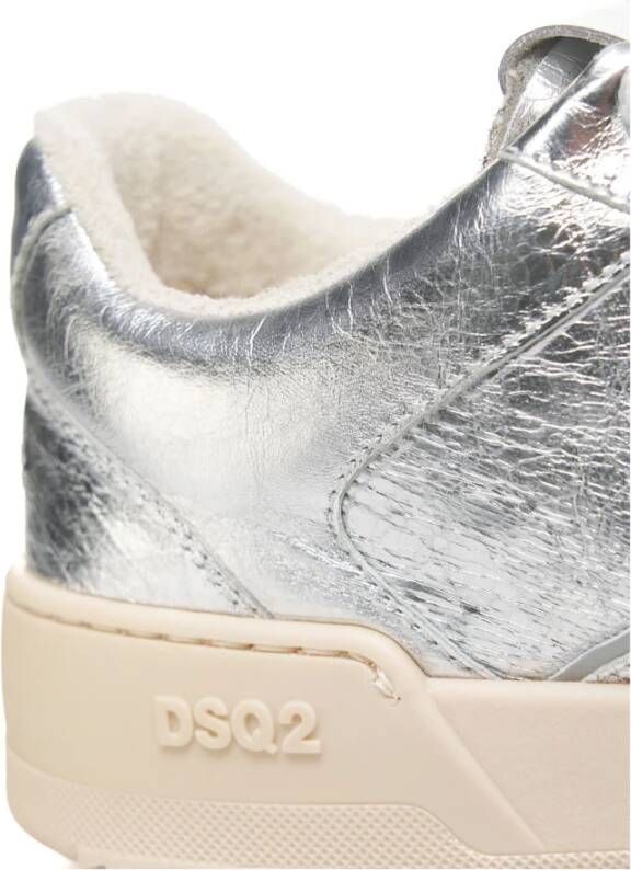 Dsquared2 Metallic Logo Sneakers Made in Italy Gray Dames