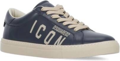 Dsquared2 Navy Blauwe Leren Sneakers Mannen Blue Heren