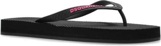 Dsquared2 Rubber slides met logo Black Dames