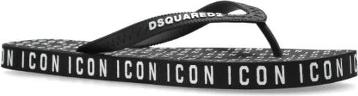 Dsquared2 Rubber slides met logo Black Dames