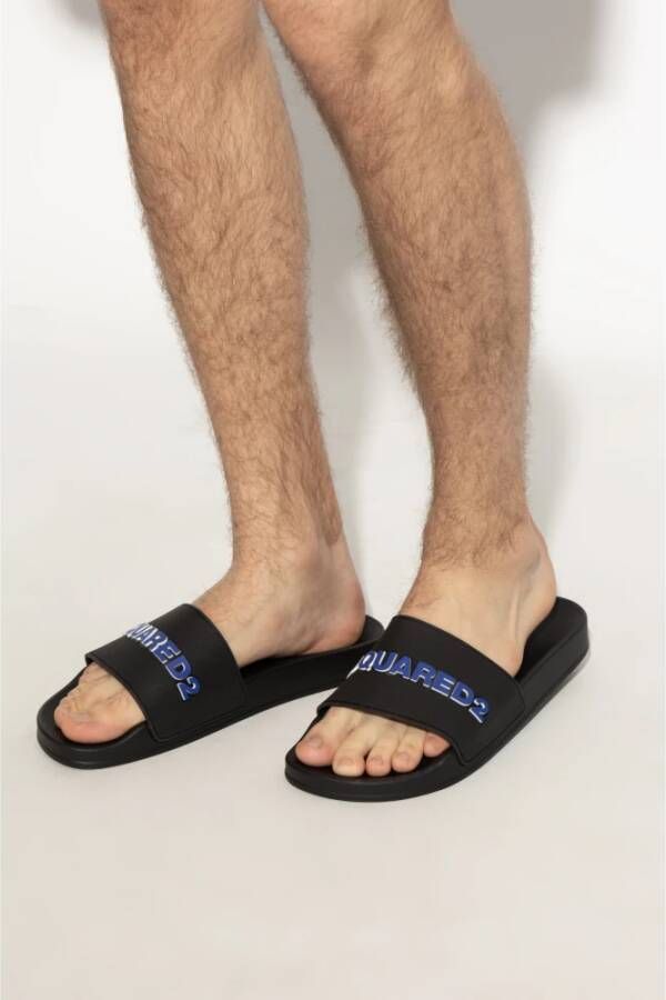 Dsquared2 Rubber slides met logo Black Heren