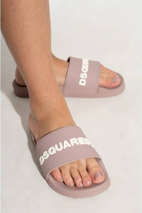 Dsquared2 Rubber slides met logo Pink Dames