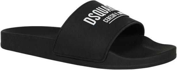 Dsquared2 Rubberen Slides met Logo Detail Black Heren