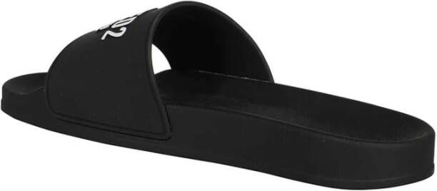 Dsquared2 Rubberen Slides met Logo Detail Black Heren