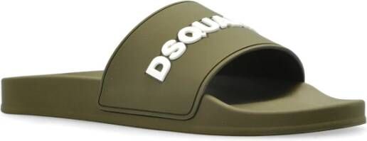 Dsquared2 Rubberen slides met logo Green Heren