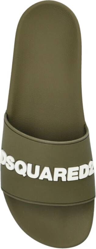 Dsquared2 Rubberen slides met logo Green Heren