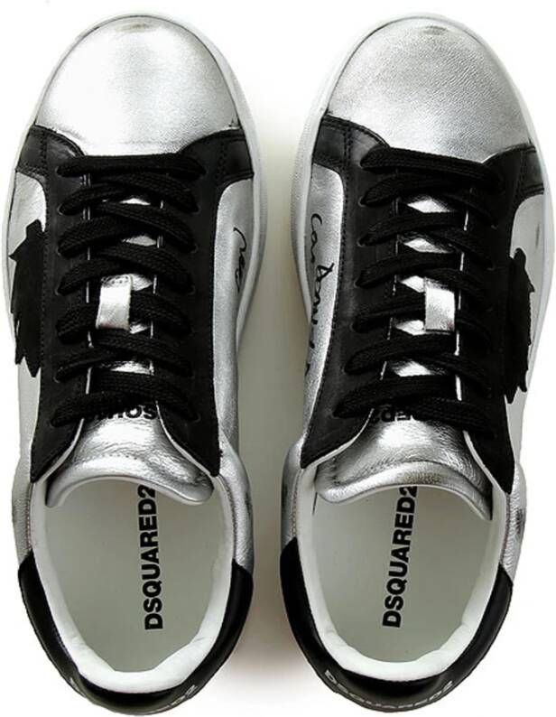 Dsquared2 Bedrukte leren sneakers voor dames Grijs Dames