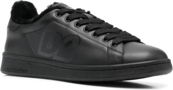 Dsquared2 Zwarte Leren Casual Sneakers voor Mannen Black Heren