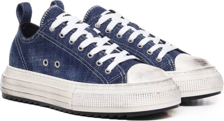 Dsquared2 Denim Effect Stoffen Sneakers Blauw Heren