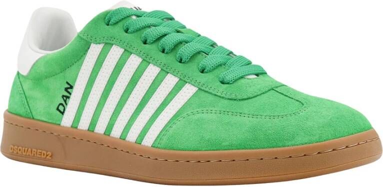 Dsquared2 Suede Leren Band Sneakers Green Heren