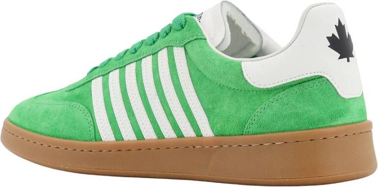 Dsquared2 Suede Leren Band Sneakers Green Heren