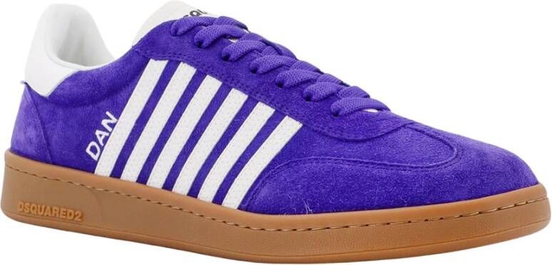 Dsquared2 Suede Sneakers met Leren Banden Purple Heren