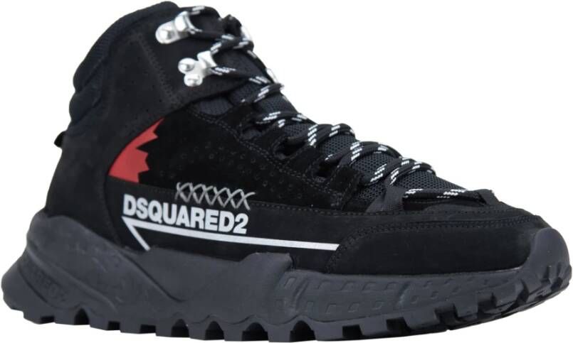 Dsquared2 Suède Stoffen Sneakers Veters Comfortabele Schoenen Black Heren