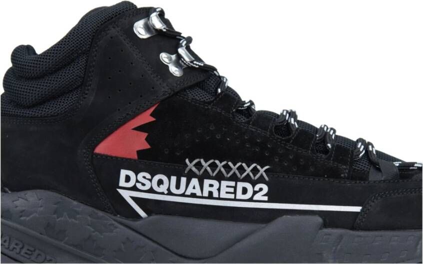 Dsquared2 Suède Stoffen Sneakers Veters Comfortabele Schoenen Black Heren