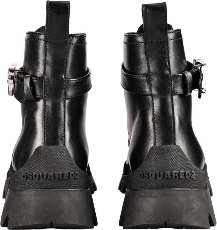 Dsquared2 Vetersluiting Leren Enkellaarzen Black Dames