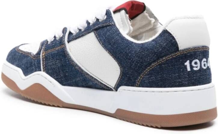 Dsquared2 Witte Denim Rode Sneaker Spiker Multicolor Heren