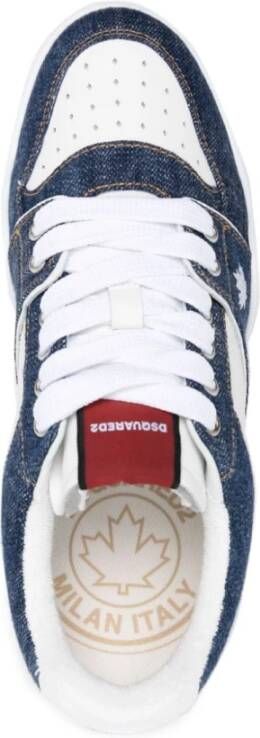 Dsquared2 Witte Denim Rode Sneaker Spiker White Heren